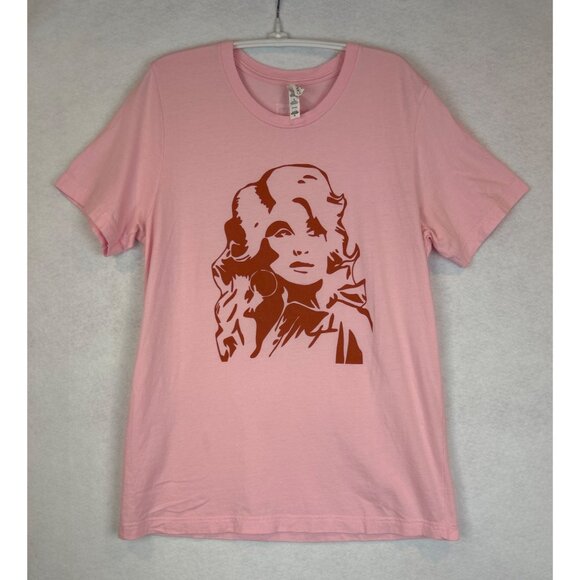 Dolly Parton Graphic Tee Womens M Pink Cotton Crewneck Short Sleeve Canvas + Bel - Picture 5 of 11